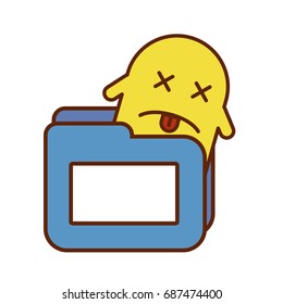 ghost kawaii character with folder