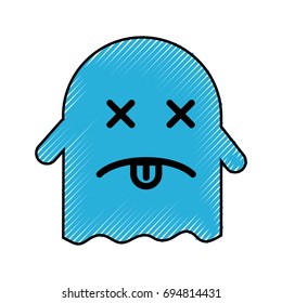ghost kawaii character with folder