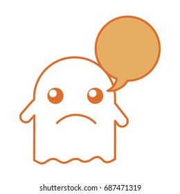 ghost kawaii character with speech bubble