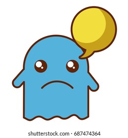 ghost kawaii character with speech bubble