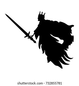 Ghost King silhouette scary monster fantasy. Vector illustration.