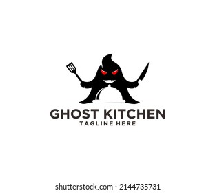 Ghost Kitchen Illustration Silhouette Logo Design