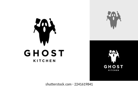 Ghost kitchen logo design vector icon illustration