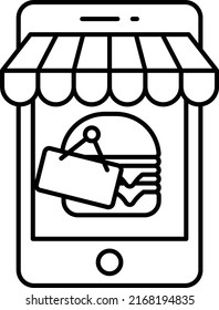 Ghost Kitchen Vector Line Icon Design, Retail Food Delivery Service Symbol, Touch Less Meal Courier Sign, Grocery Pickup Stock Illustration, Online Food Ordering Platforms Concept,