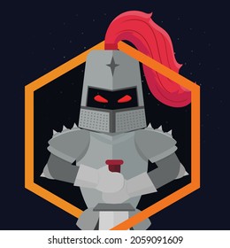 Ghost Knight, Chivalry warrior character with holding sword on black