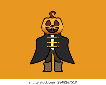 Ghost Knight vector, the Headless Horseman from lore, and a head pumpkin carved for Halloween, isolated on background.