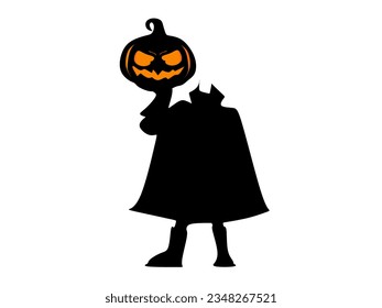 Ghost Knight vector, the Headless Horseman from lore, and a head pumpkin carved for Halloween, isolated on background.