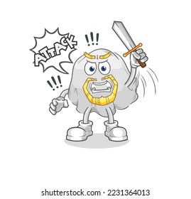 the ghost knights attack with sword. cartoon mascot vector