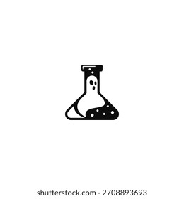 Diseño de logotipo de frasco de laboratorio fantasma.