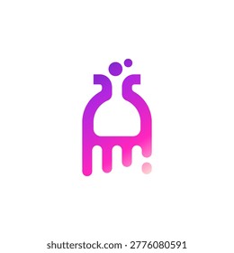Ghost Lab Tube Phantom Laboratory Purple Pink Gradient Science Magic Potion Chemistry Logo Design Vector