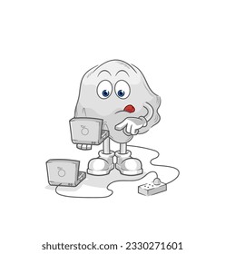 the ghost with laptop mascot. cartoon vector