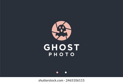 ghost with lens logo design vector silhouette illustration