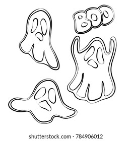 Fantasma. Dejando a Boo. Un conjunto de fantasmas. Diseño de elementos de Halloween. 