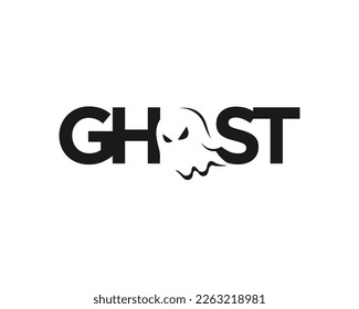 ghost lettering illustration logo, clean modern