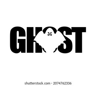 Ghost Lettering Silhouette of in text. Spooky Typography. Halloween object letters