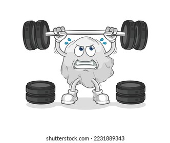 the ghost lifting the barbell character. cartoon mascot vector