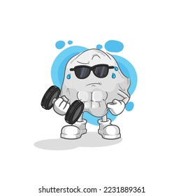the ghost lifting dumbbell vector. cartoon character