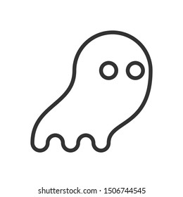 Ghost line icon. Black outline Halloween flying spirit symbol. Editable stroke. Vector illustration isolated on white background.