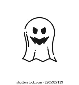 Ghost Line Icon - Halloween Elements Icon Vector Illustration.