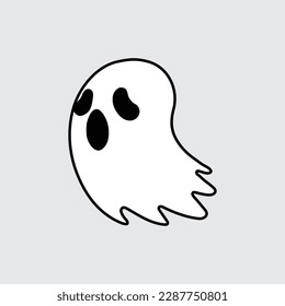 Ghost line icon, outline vector sign, linear style pictogram isolated on grey. Halloween symbol. Spooky logo.