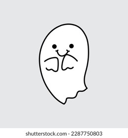 Ghost line icon, outline vector sign, linear style pictogram isolated on grey. Halloween symbol. Spooky logo.