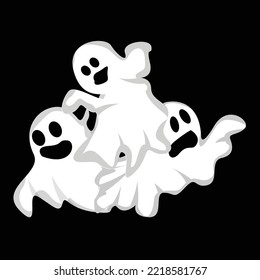 Ghost Logo Design, Halloween Icon, Halloween Costume Illustration, Celebration Banner Template