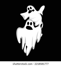 Ghost Logo Design, Halloween Icon, Halloween Costume Illustration, Celebration Banner Template