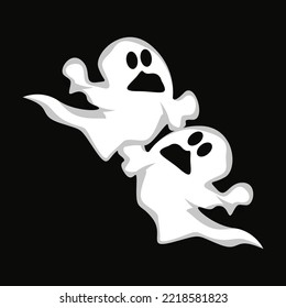 Ghost Logo Design, Halloween Icon, Halloween Costume Illustration, Celebration Banner Template