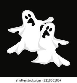 Ghost Logo Design, Halloween Icon, Halloween Costume Illustration, Celebration Banner Template