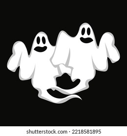 Ghost Logo Design, Halloween Icon, Halloween Costume Illustration, Celebration Banner Template