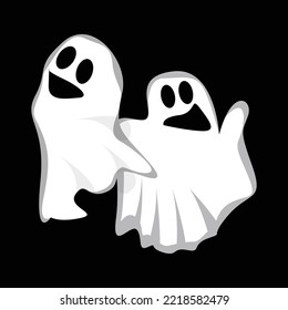 Ghost Logo Design, Halloween Icon, Halloween Costume Illustration, Celebration Banner Template