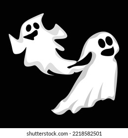 Ghost Logo Design, Halloween Icon, Halloween Costume Illustration, Celebration Banner Template