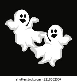 Ghost Logo Design, Halloween Icon, Halloween Costume Illustration, Celebration Banner Template