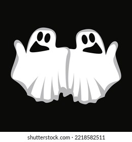Ghost Logo Design, Halloween Icon, Halloween Costume Illustration, Celebration Banner Template