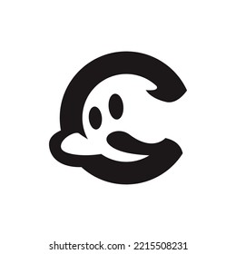 Ghost logo design with letter C. Ghost logo design