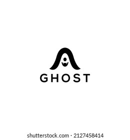 Ghost Logo Design Template Vector Icon - Ghost logo is formed by negative space of ghost symbol - Cute Little Ghost Icons