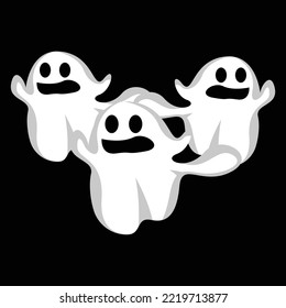 Ghost Logo, Halloween Ghost Vector Illustration, Halloween Party Template