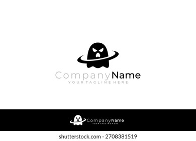 Logotipo del fantasma con una mirada aterradora, Plantilla simple del diseño