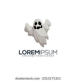 Ghost logos  design vector template. Dangerous Poison, Virus technology Bugs logotype concept symbol icon. blue Ghost he pulled out his silk thread and behind him there was a shield suitable