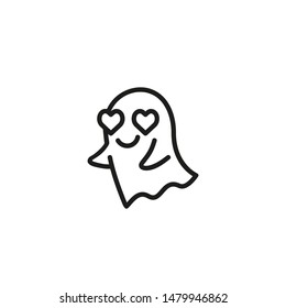 Ghost in love concept. Heart eyes, spirit, poltergeist. Halloween concept. Can be used for topics like feeling, paranormal activity, cartoon