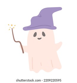 Ghost with magic stick and hat