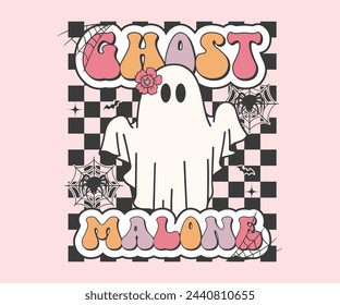 Ghost Malone Retro T-Shirt, Retro Halloween Shirt, gruselige Saison, Ghost Kürbis T-Shirt, Trendy Halloween, Hippie Halloween, Ghouls T-Shirt, Cut File für Cricut und Silhouette