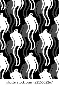 Ghost Man Pattern Seamless. Human Phantom Background. Spook Kids Fabric Ornament