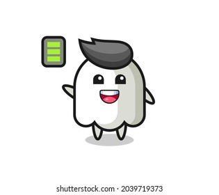 ghost mascot character with energetic gesture , cute style design for t shirt, sticker, logo element