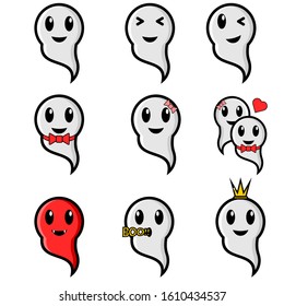 Ghost mascot vector illustration. Cute Cartoon Character.