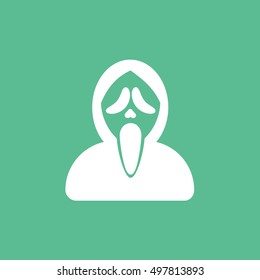 Ghost Mask Halloween Concept Flat Icon On Green Background