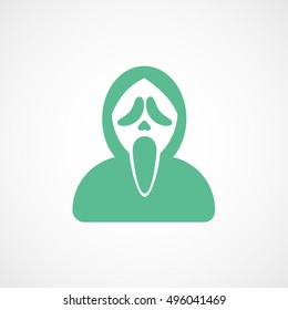 Ghost Mask Halloween Concept Green Flat Icon On White Background 