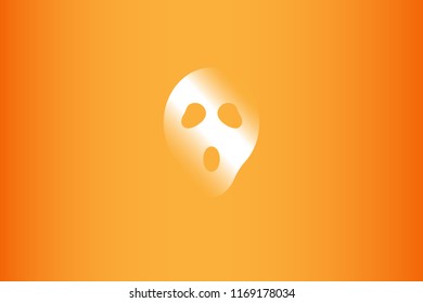 Ghost mask Halloween Wallpaper vector illustration with orange background