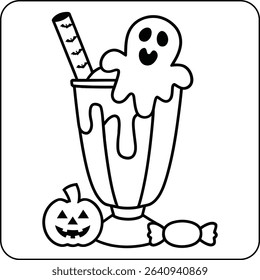 Ghost Milkshake Coloring Page for kids