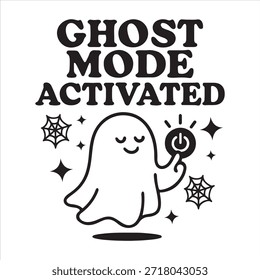 Ghost-Modus aktiviert niedlichen Geist mit Power-Taste und Web-Symbol Vektor, Illustration